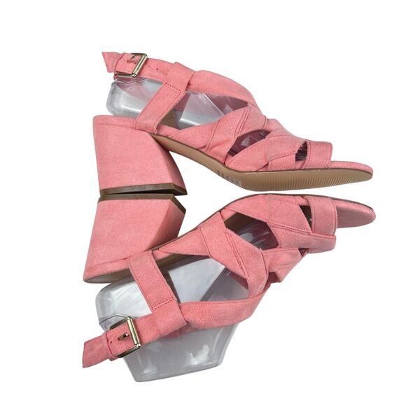 Comfortview Felipa Sandals Women’s Size 8.5W Pink Faux Suede Block Heel Strappy - Picture 6 of 11